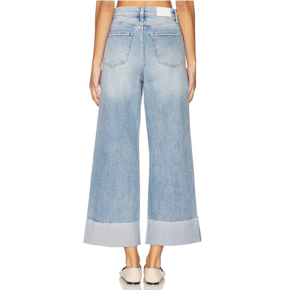 Pistola Lana Crop Wide Leg Jeans in Snowcat Raw Hem Cuffed Blue Denim Size 31 - Picture 2 of 12